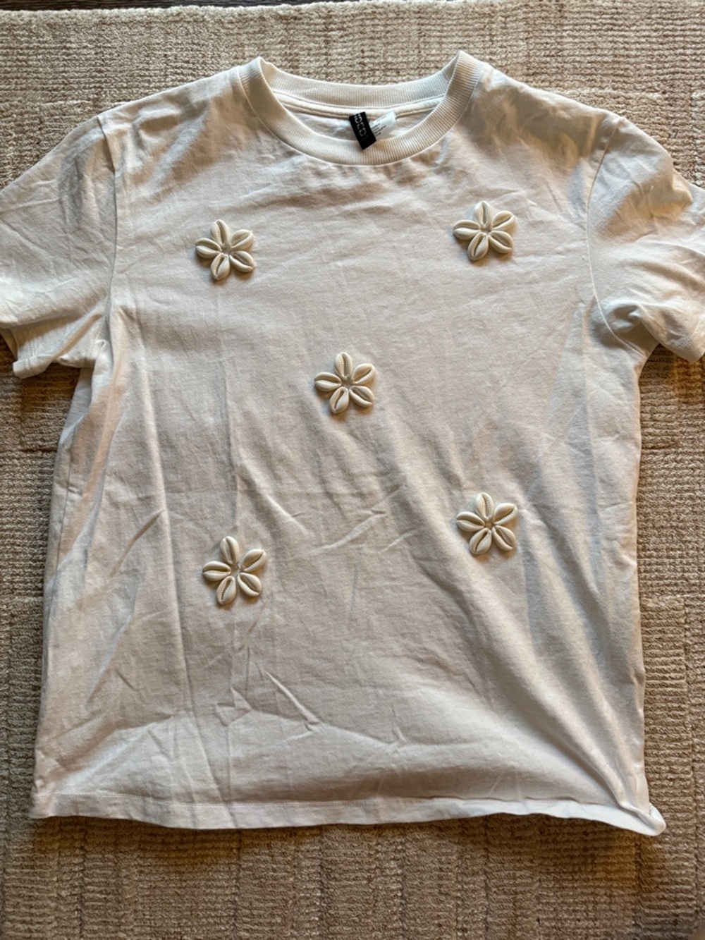 Divided White Crewneck Tee with Branded Neck Tag